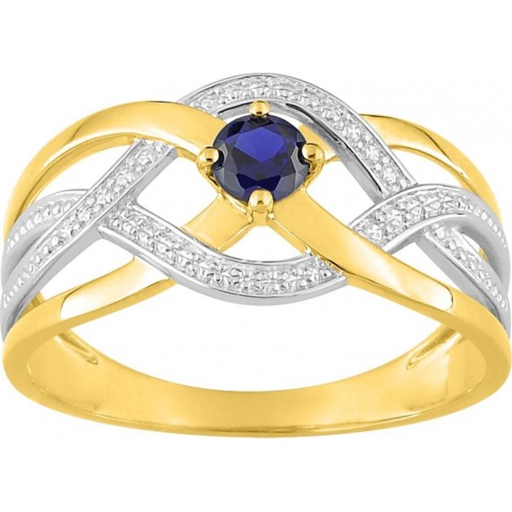 Bague or jaune 18 carats diamants et saphir